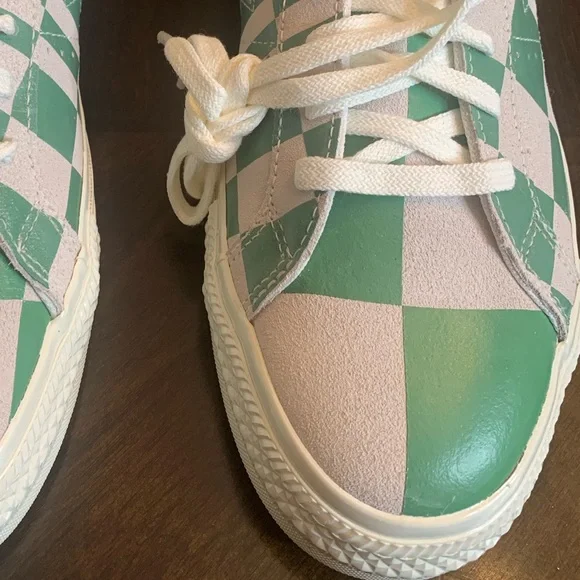 RARE‼️ Unisex NIB CONVERSE One Star OX Sneakers in White/Green Check, M10.5/W12 - Picture 7 of 12